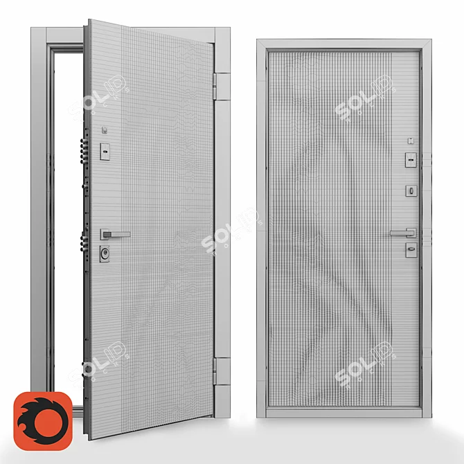 Customizable Steel Apartment Door 3D model image 3