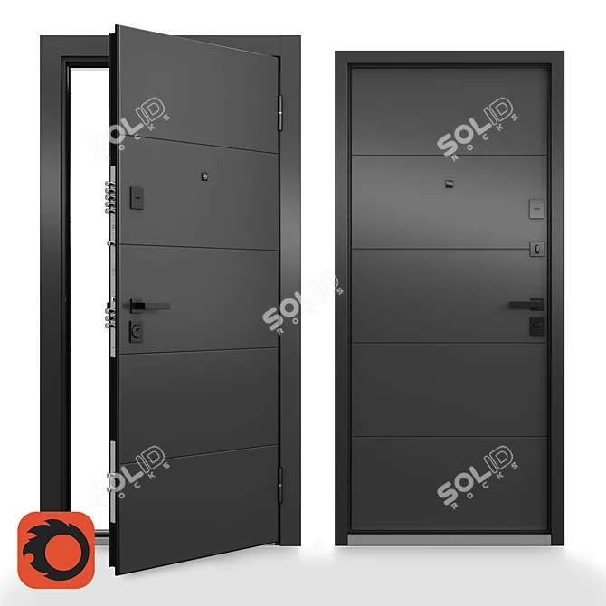 Customizable Steel Apartment Door 3D model image 1
