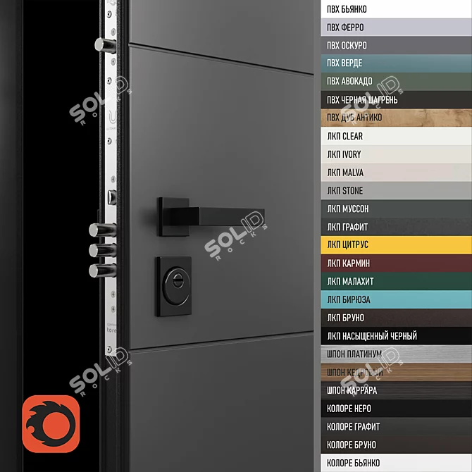 Customizable Steel Apartment Door 3D model image 2