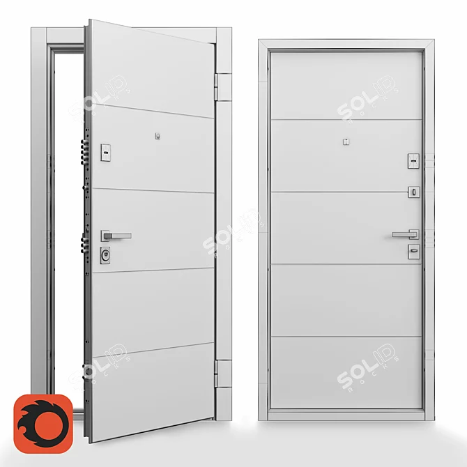 Customizable Steel Apartment Door 3D model image 3