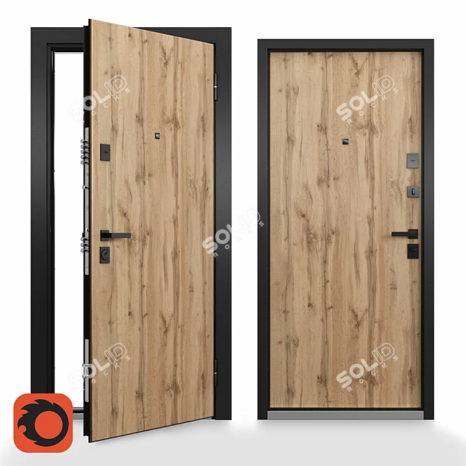Customizable Steel Apartment Door 3D model image 1