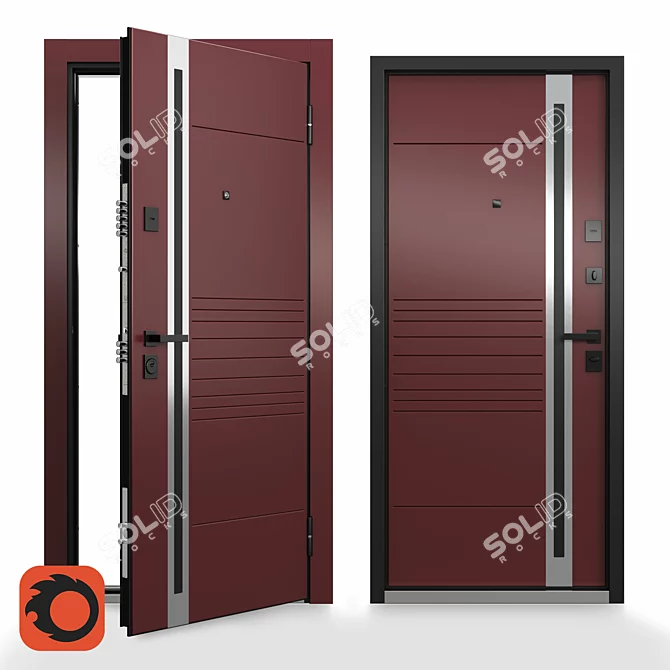 Customizable Steel Apartment Door 3D model image 1