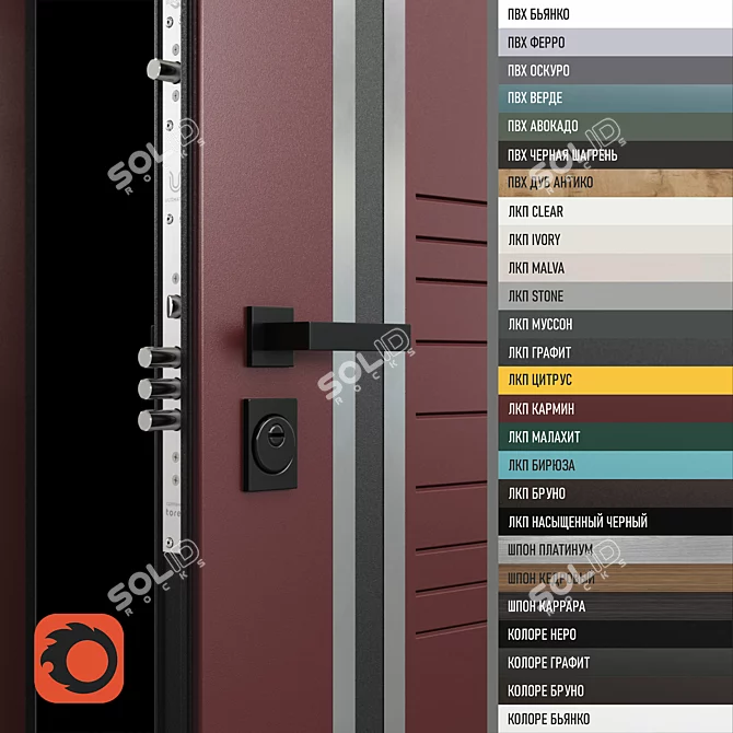Customizable Steel Apartment Door 3D model image 2