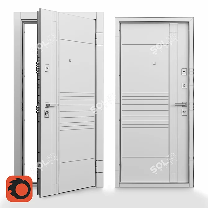 Customizable Steel Apartment Door 3D model image 3