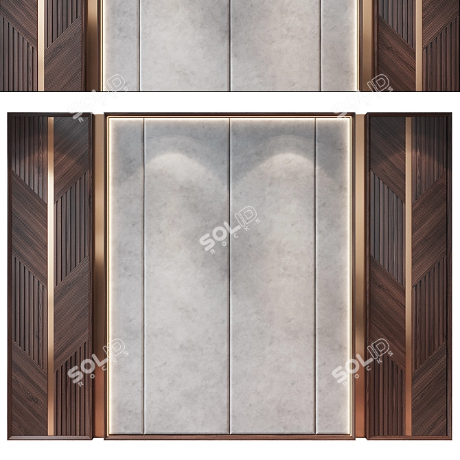 Wood Fabric Wall Panels Set 3D model image 1