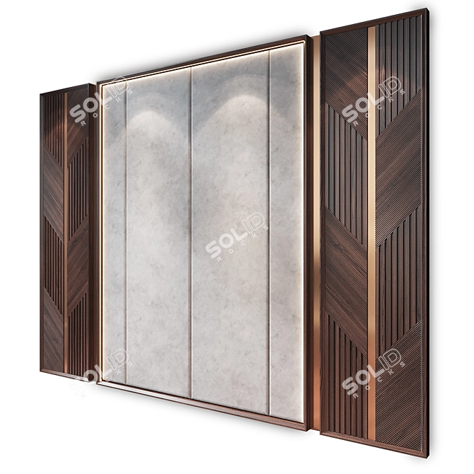 Wood Fabric Wall Panels Set 3D model image 2