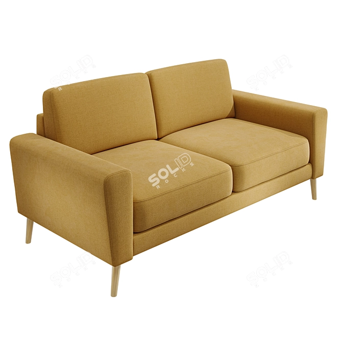 Elegant 3-Seater Mustard Sofa 3D model image 1