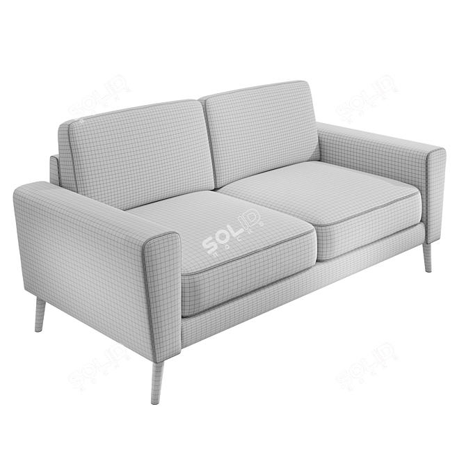 Elegant 3-Seater Mustard Sofa 3D model image 2