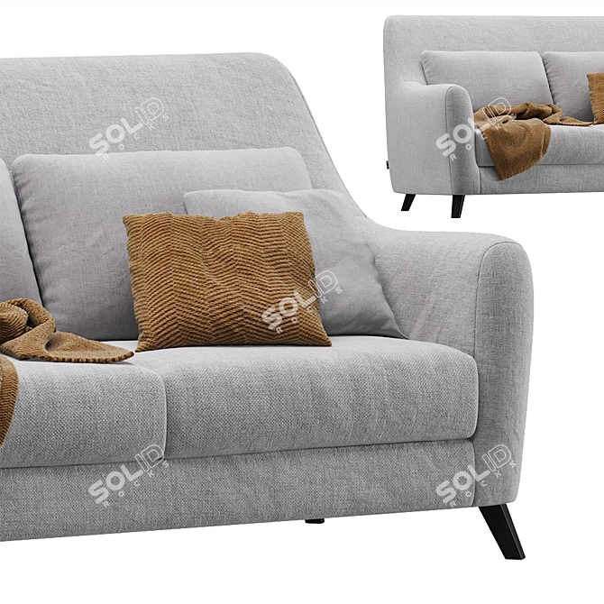 Elegant Velvet Latte Sofa Divan 3D model image 2