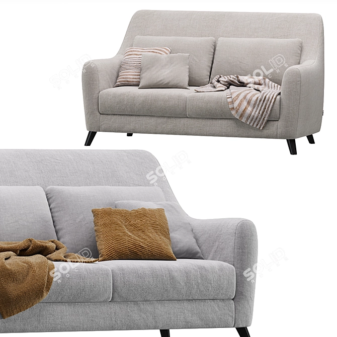 Elegant Velvet Latte Sofa Divan 3D model image 4