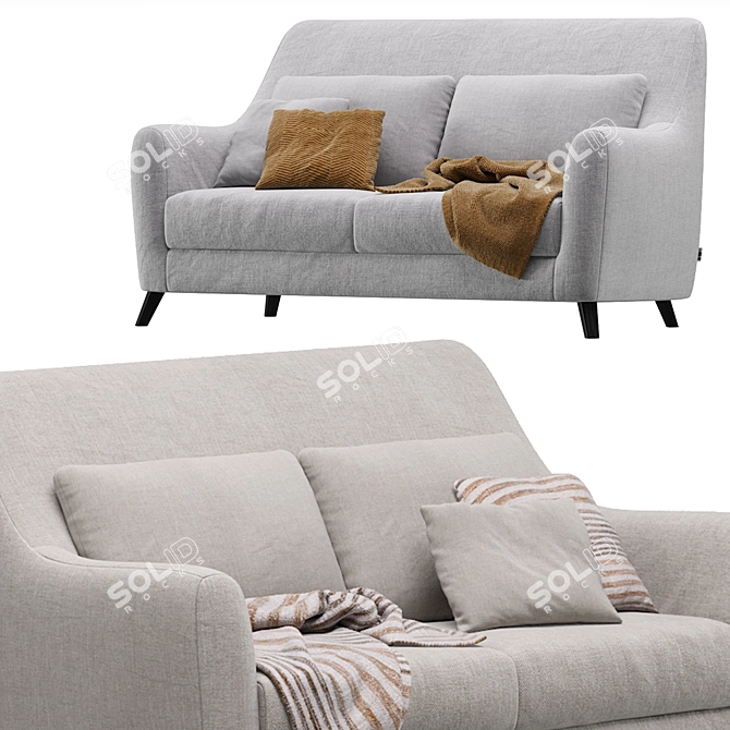 Elegant Velvet Latte Sofa Divan 3D model image 5