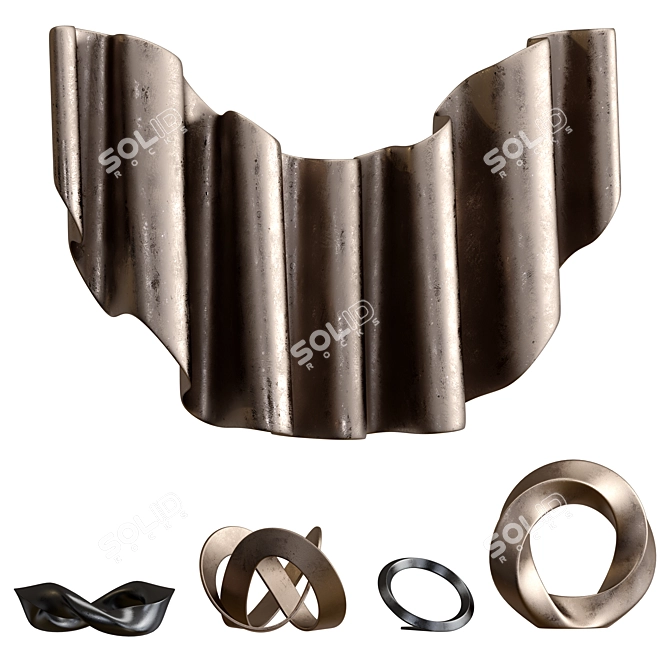 Unwrapped Metal Sculpture Art Piece 3D model image 1