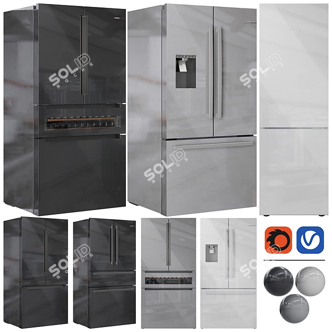 Bosch Refrigerator Collection Set 3D model image 1