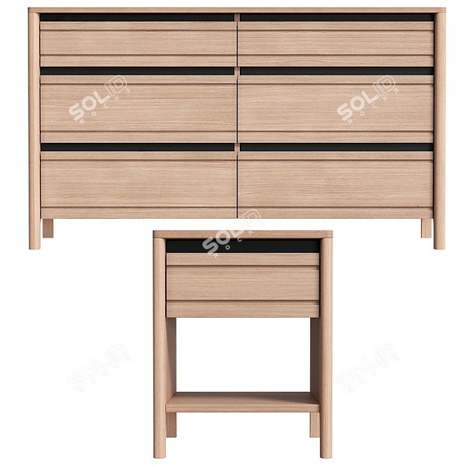 Dantone Home Office Set Oak 3D model image 2