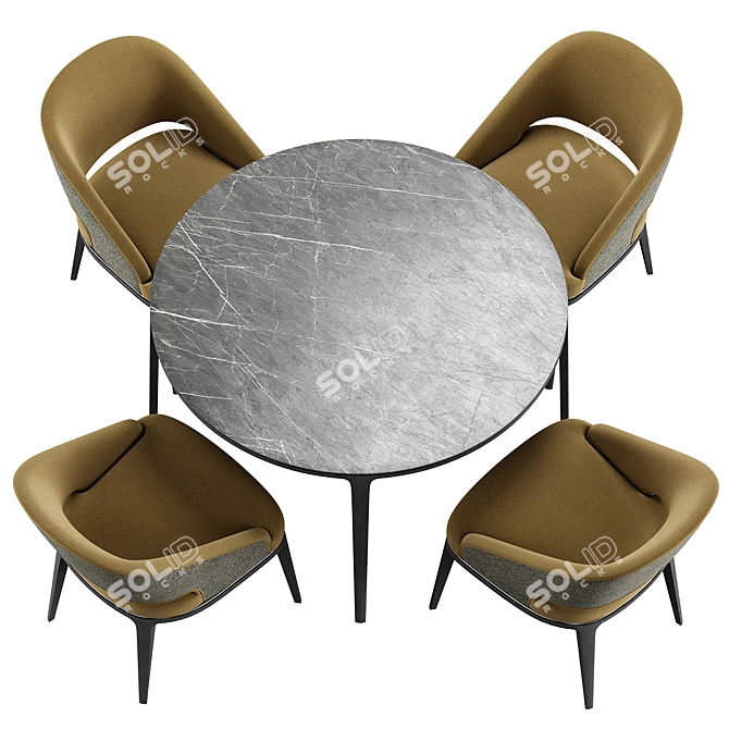 Modern Round Dining Set Furniture 3D model image 6