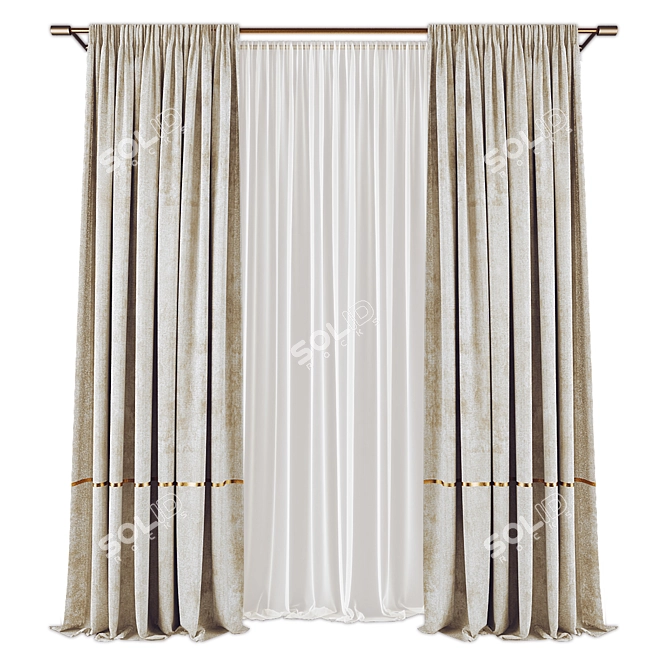 Modern Curtain Panel Design 3D model image 1