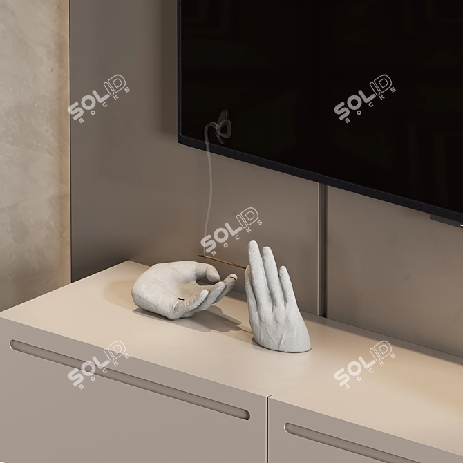 Sleek TV Wall Unit Solution 3D model image 2