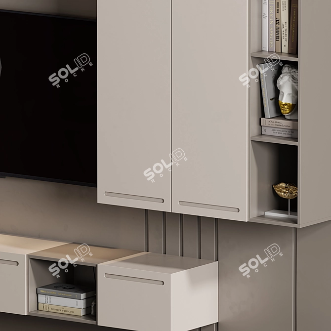 Sleek TV Wall Unit Solution 3D model image 3