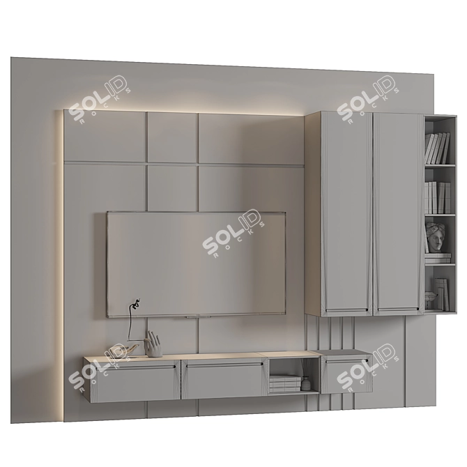 Sleek TV Wall Unit Solution 3D model image 4