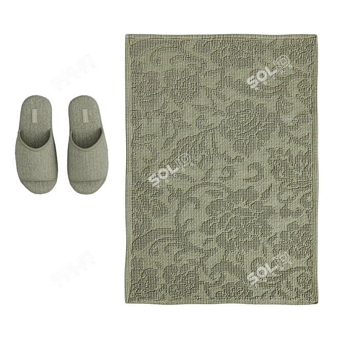 Zara Home Bath Mat & Slippers 3D model image 1