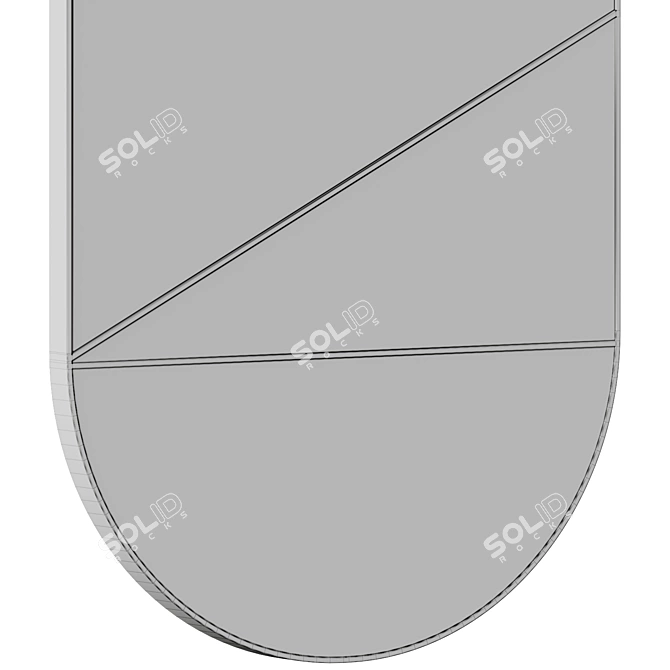 Sleek Wood Inlay Oval Mirror 3D model image 5