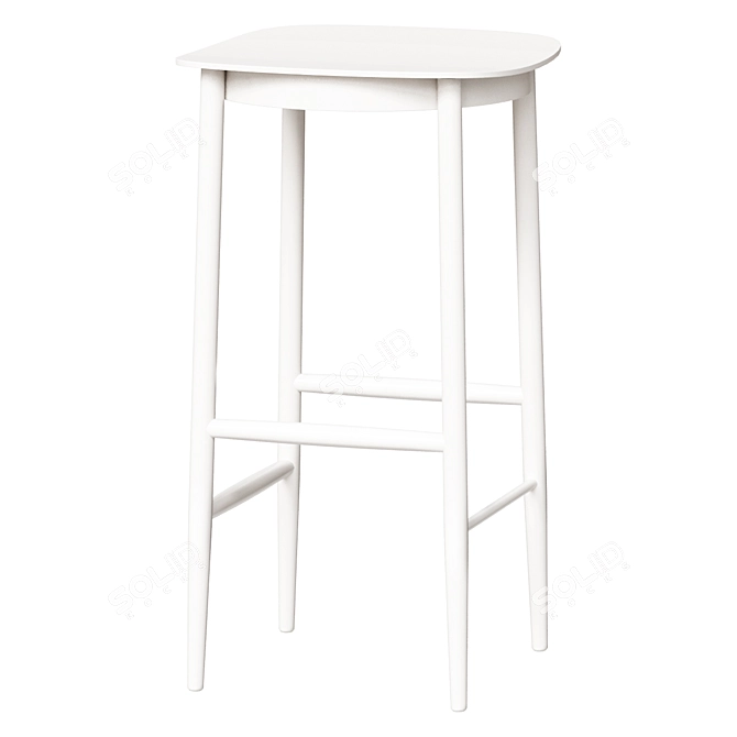 Contemporary White Oak Barstool 3D model image 1