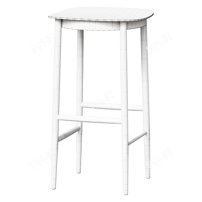 Contemporary White Oak Barstool 3D model image 2