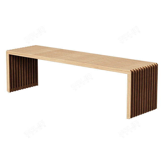 Teak Slatted Bench Furniture 3D model image 1