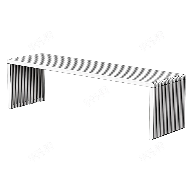 Teak Slatted Bench Furniture 3D model image 2