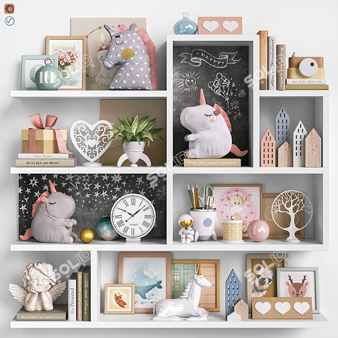 Kids Room Decor Set: Toys, Furniture 3D model image 1