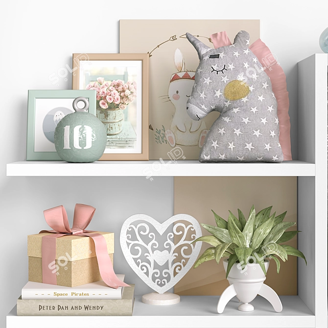 Kids Room Decor Set: Toys, Furniture 3D model image 2