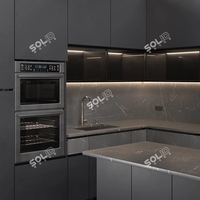 Modern Kitchen 3D Model Kit 3D model image 3