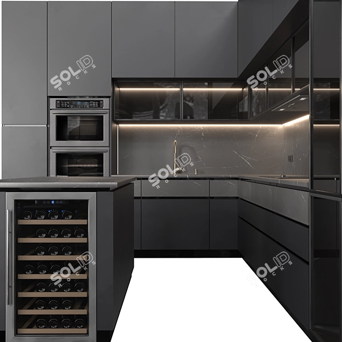 Modern Kitchen 3D Model Kit 3D model image 4