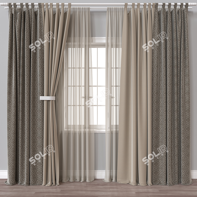 Textured 3D Curtain Model - Rendered in Vray and Corona 3D model image 1