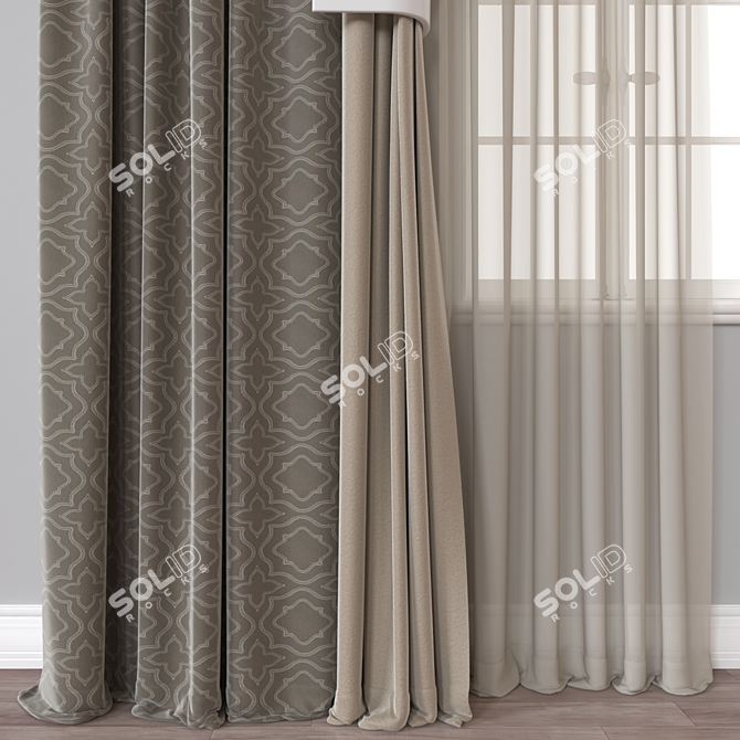 Textured 3D Curtain Model - Rendered in Vray and Corona 3D model image 2