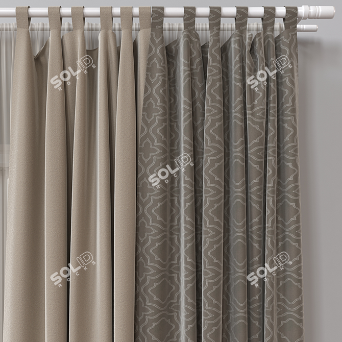 Textured 3D Curtain Model - Rendered in Vray and Corona 3D model image 3