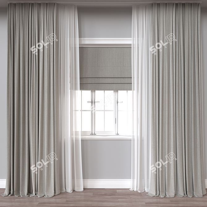 Designer Curtain 3D Model Poly 112300 3D model image 1