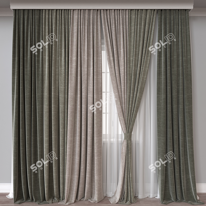  Modern 3D Curtain Model 3D model image 1