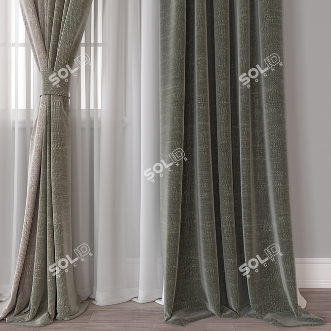  Modern 3D Curtain Model 3D model image 2