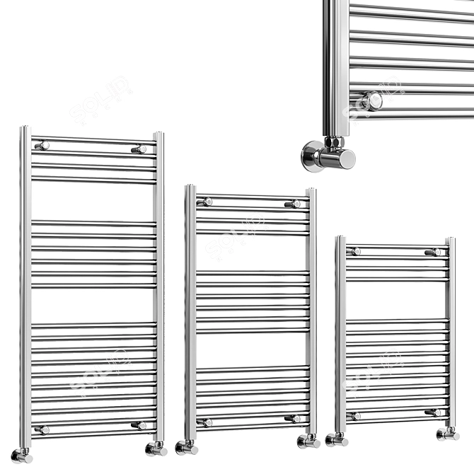 Brenton Chrome Heated Towel Rail 3D model image 1