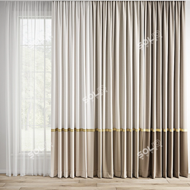 Polygonal Curtain Model for 3ds Max 3D model image 1