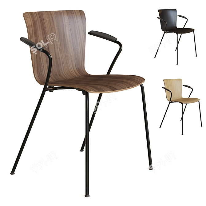 Streamlined Veneer Stacking Chair 3D model image 1