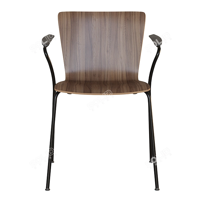 Streamlined Veneer Stacking Chair 3D model image 3