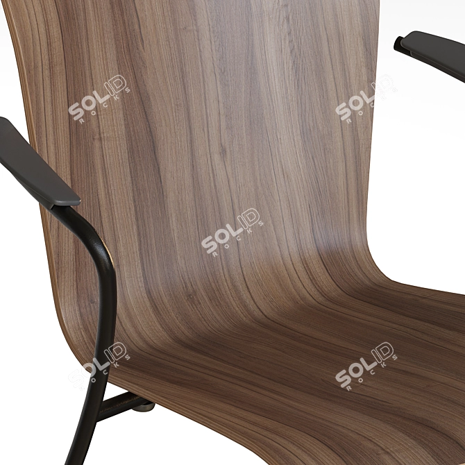 Streamlined Veneer Stacking Chair 3D model image 4