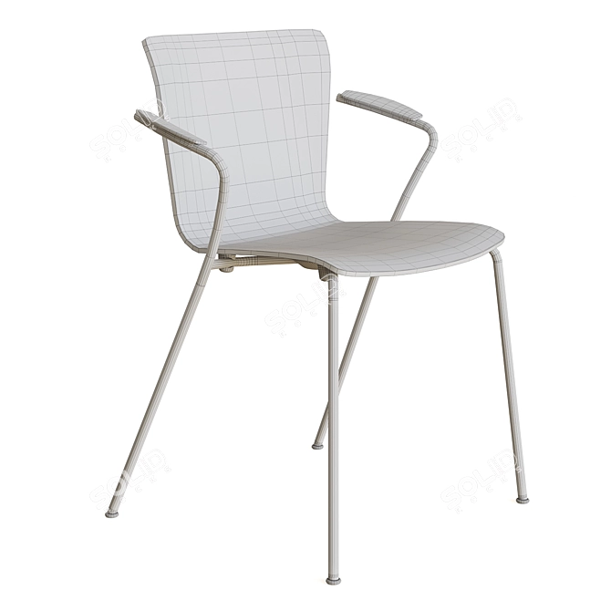 Streamlined Veneer Stacking Chair 3D model image 5