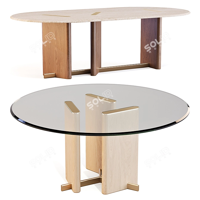 Luxury French Design Dining Tables 3D model image 2