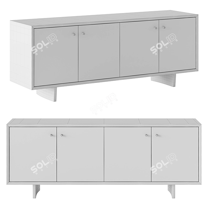 Sleek and Chic Media Console 3D model image 2