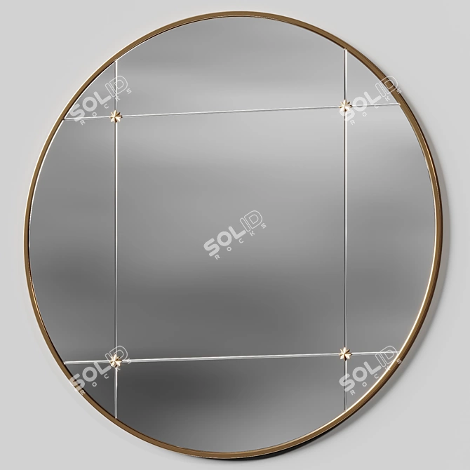 Ariah Antique Gold Round Mirror 3D model image 2