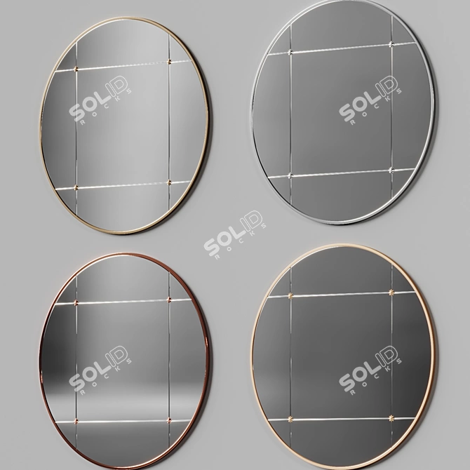 Ariah Antique Gold Round Mirror 3D model image 4