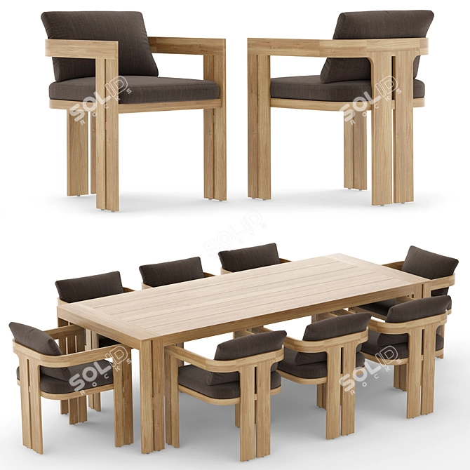 Modern Outdoor Dining Set 3D model image 1